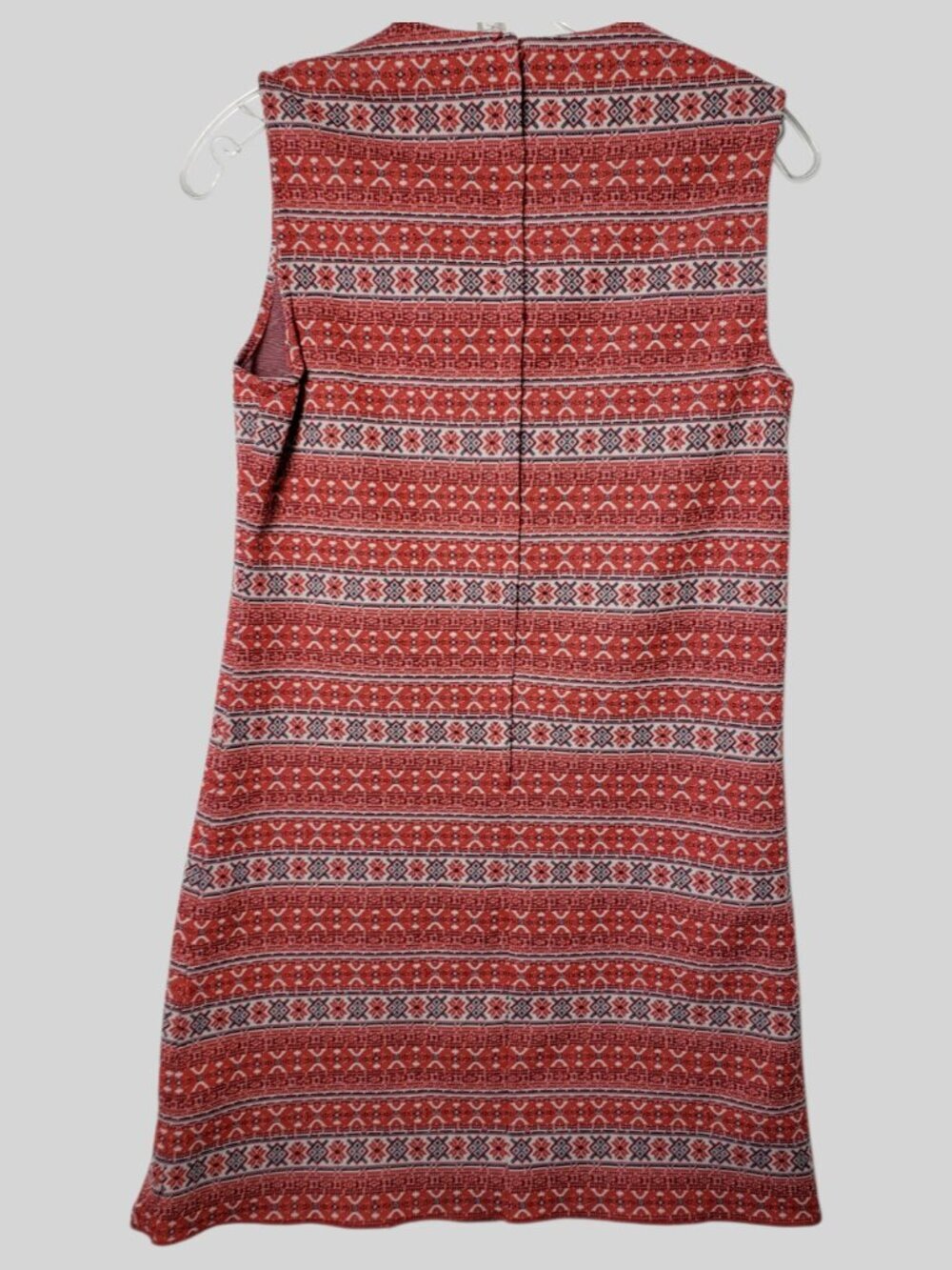 Nardis Of Dallas Vtg Red Sleeveless Shift Dress W/Geometric Pattern Small - Picture 3 of 9